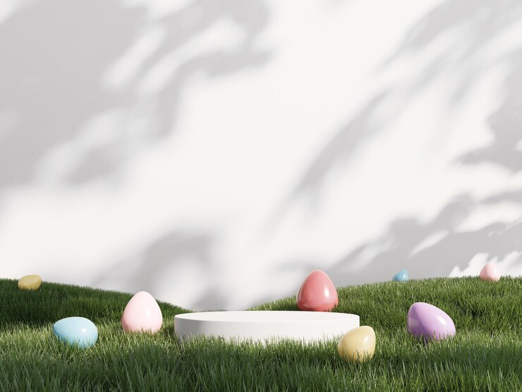 Exhibición de podio de primavera en 3d con margaritas en un fondo pastel claro con sombra