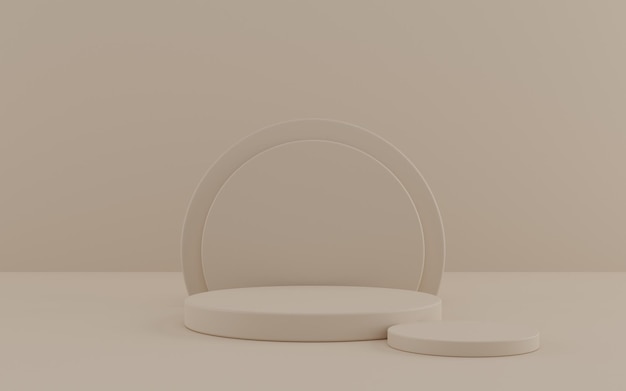 Exhibición y presentación de producto de pedestal de podio de cilindro mínimo con representación 3d de fondo pastel