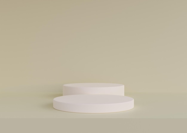 Exhibición de producto de pedestal de podio de cilindro blanco minimalista sobre fondo verde pastel representación 3d