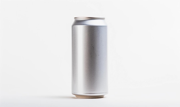 Exhibición de productos de cerveza enlatada con fondo blanco puro iluminación de estudio