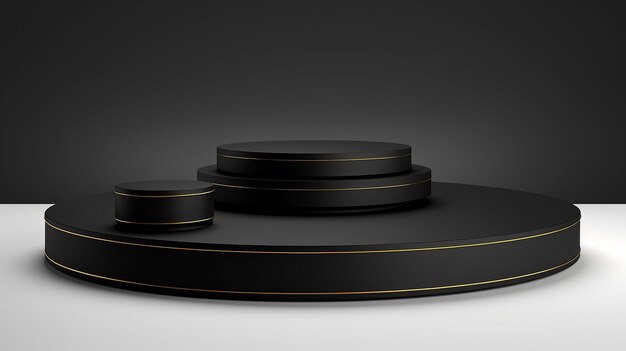 exhibición de productos en un pedestal de podio de lujo negro sobre un fondo blanco ilustración de maqueta 3D