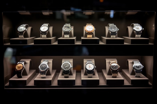 Exhibición de relojes de lujo
