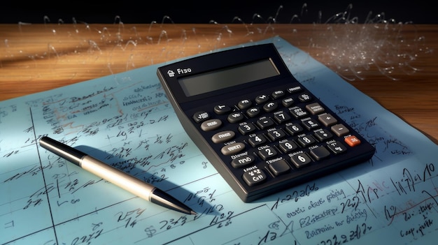 Exibição da calculadora científica em close-up