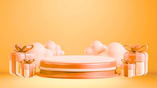 Exibição de apresentação da plataforma do pódio em tom laranja 3D
