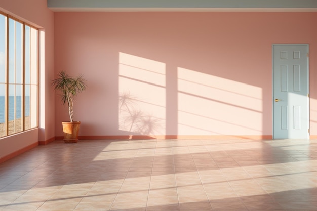 Exibição de fundo de estúdio com sombra e luz na sala de parede de concreto IA generativa