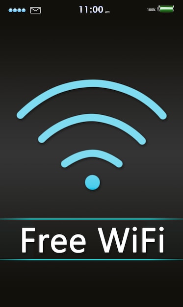 Foto exibição de gadget wifi grátis com design de ilustração de texto e símbolo