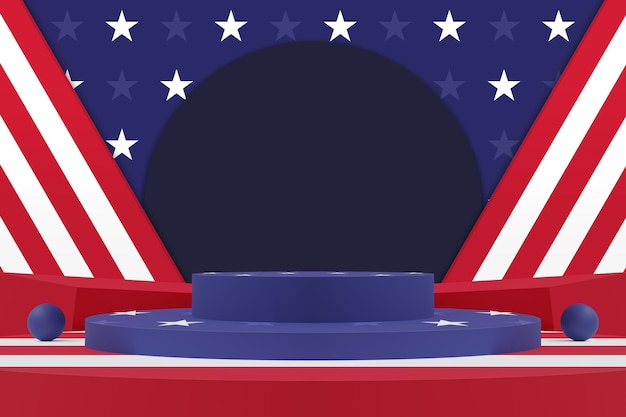 exibição de pódio de maquete moderna bandeira de exibição dos estados unidos da América