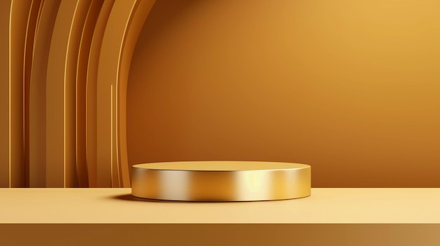exibição de pódio de ouro 3D abstrata minimalista para apresentação de marca e embalagem de produtos de luxo