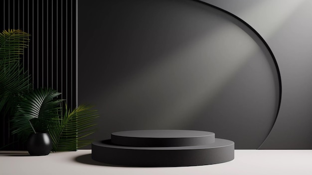 exibição de pódio escuro 3D abstrata minimalista para marca de apresentação de produto