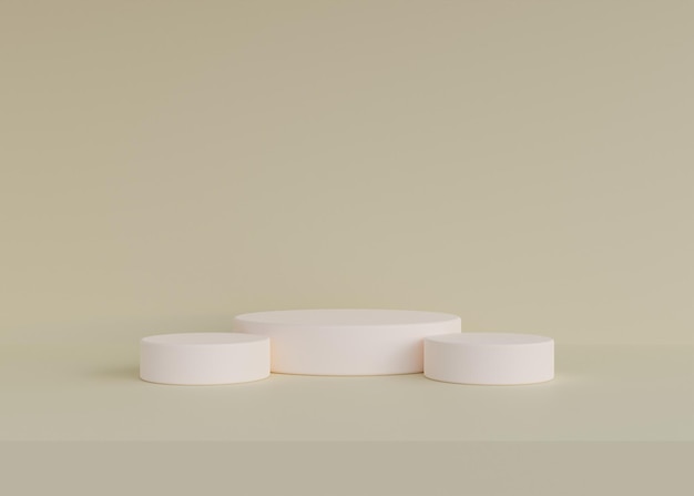 Exibição de produto de pedestal de pódio de cilindro branco minimalista em renderização 3d de fundo verde pastel