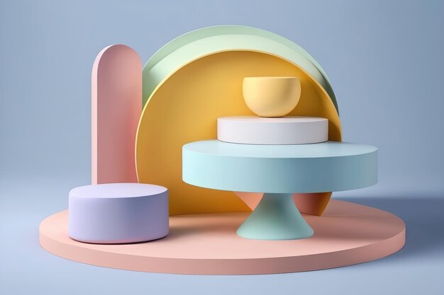 Exibição de produto de pódio de objeto pastel colorido geração de IA