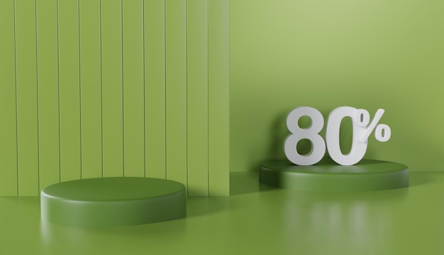 Exibição de produto Green Podium com 80% de desconto em fundo de cor pastel