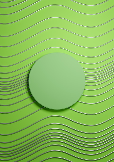 exibição de produto simples 3D verde vista superior plana configuração fotografia de luxo ornamentos padrão de onda