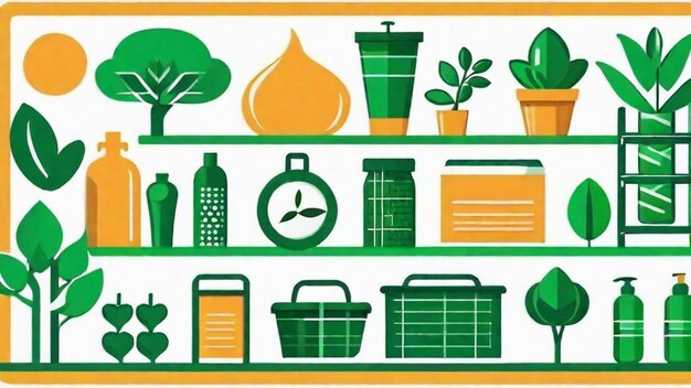 Exibição de produtos ecológicos sustentáveis