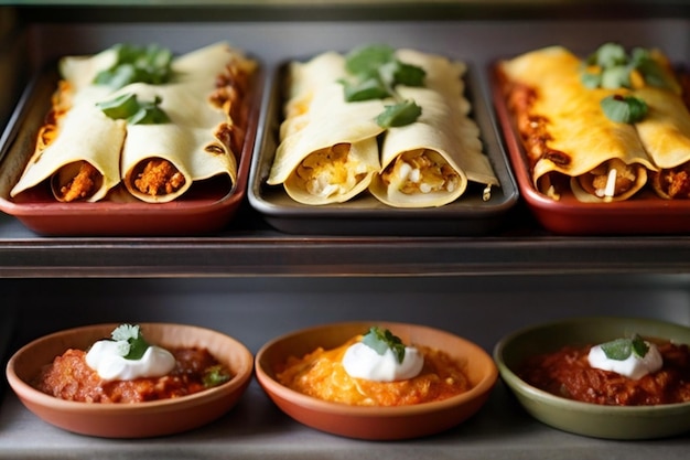 Exibição de receitas de enchiladas deliciosas