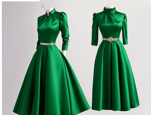 Exibição de vestido verde com design lindo