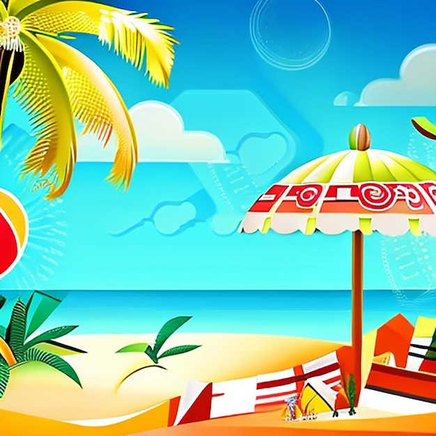 Exibição do pódio de verão pilha de flores de areia coqueiro guarda-sol cartaz de cadeira de praia
