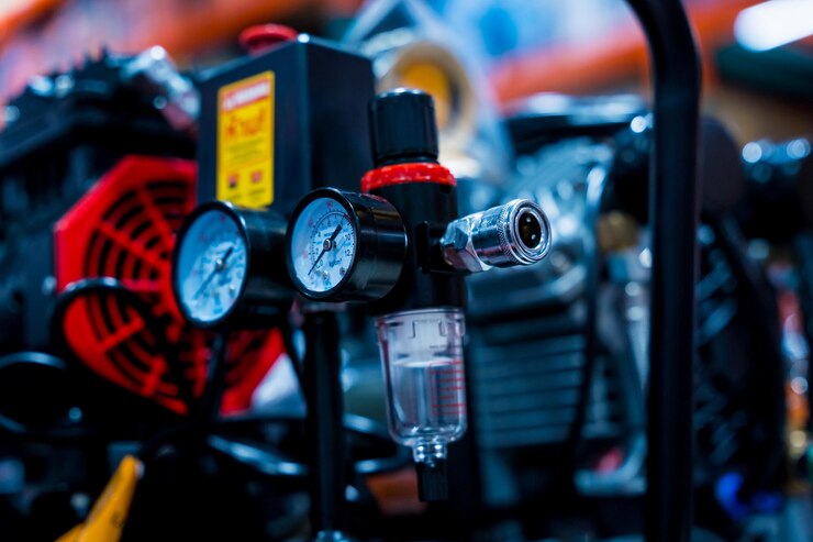 Foto exibição em loja de novos compressores de ar