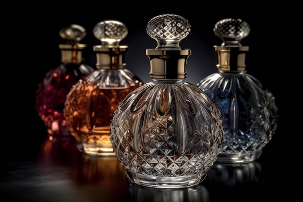 Exibição impressionante de designs exclusivos de frascos de perfume