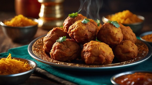 Foto exibição tradicional de vada pakoras