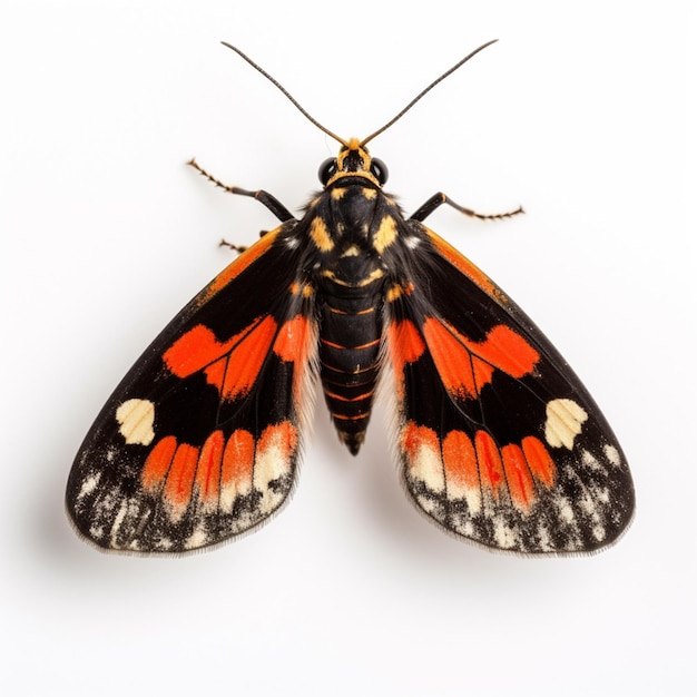 Existe uma mariposa que é laranja e preta com manchas brancas generativas ai