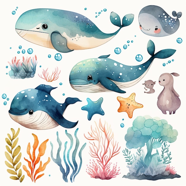 Existem muitos animais marinhos diferentes que estão na geração de água ai