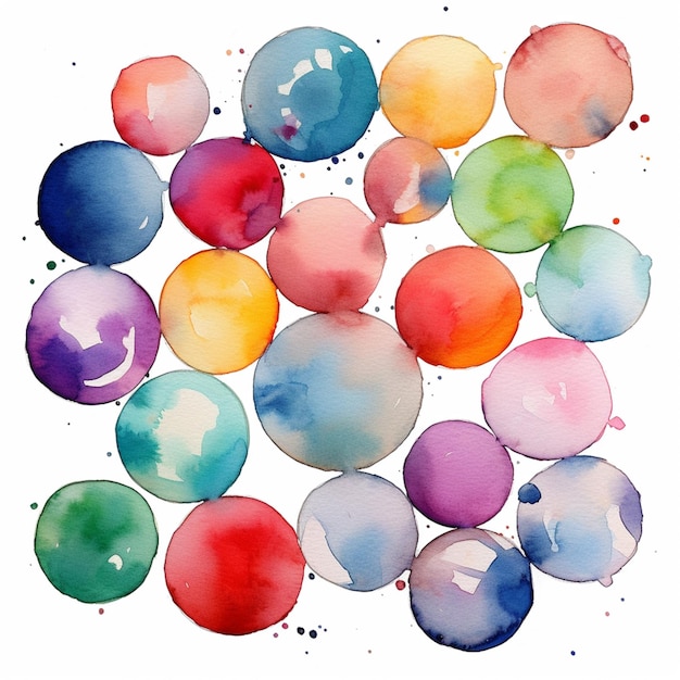 Existem muitos balões coloridos diferentes dispostos em um círculo generativo ai
