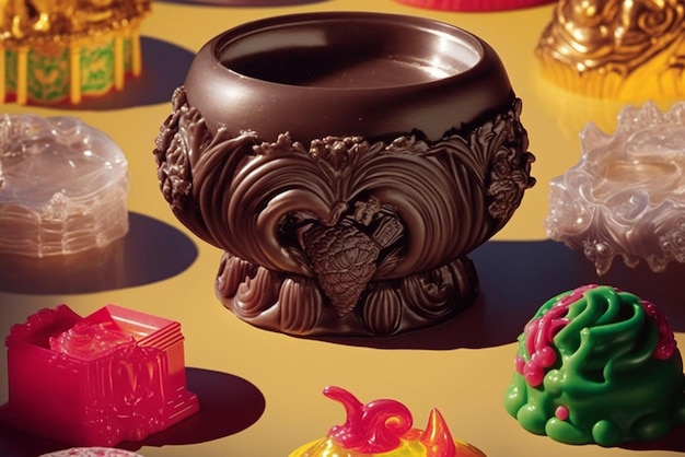 Existem muitos tipos diferentes de chocolates em uma variedade de formas e tamanhos.