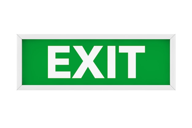 Exit Sign Light Box auf weißem Hintergrund. 3D-Rendering.