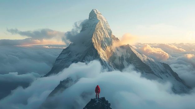 El éxito de la cumbre Conquistando altos picos y capturando vistas impresionantes a través de la fotografía editorial