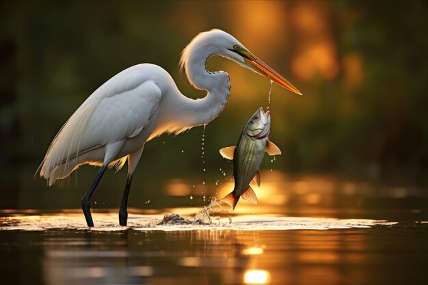 El éxito de la pesca de la majestuosa gran garza Ar 32