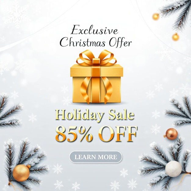 Exklusives Weihnachtsverkaufs-Web-Banner mit saisonalen Dekorationen