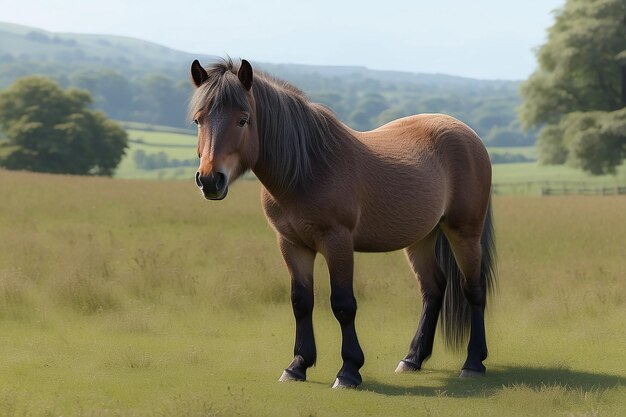 Foto exmoor pony en un campo generado por la ia