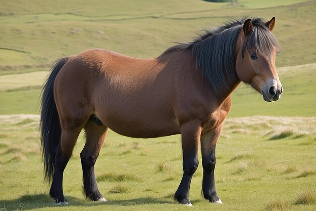 Foto exmoor pony en un campo generado por la ia