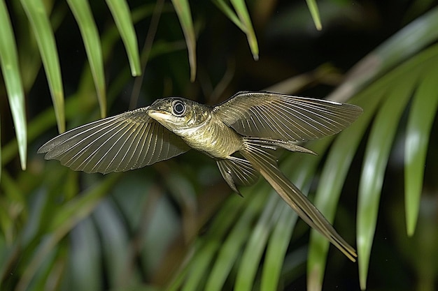 Exocoetus volitan, un pez volador tropical con dos alas, ilustrado