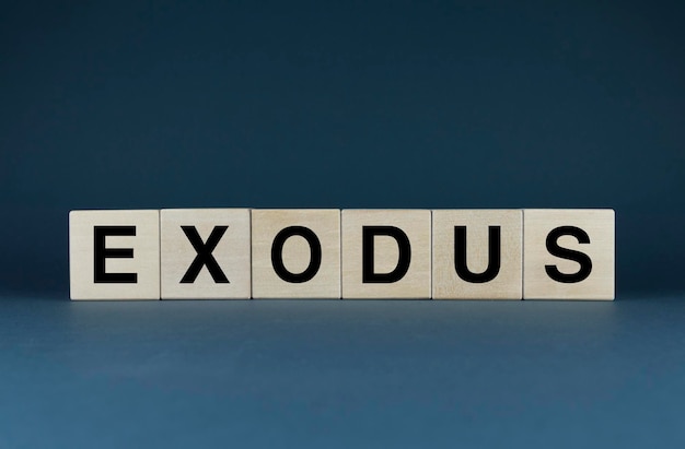 Exodus Cubes bilden das Wort Exodus