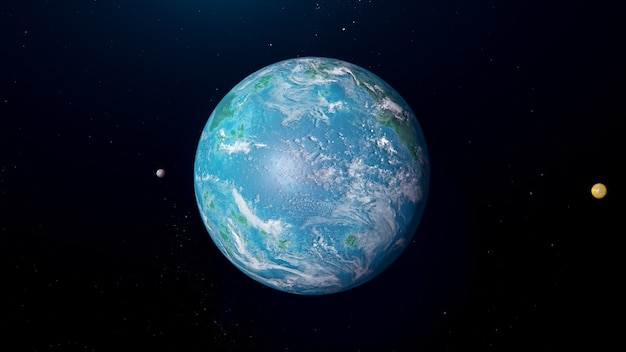 Exoplanetares System vom Typ Ozean mit Monden