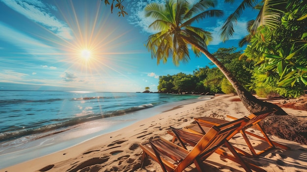 Foto exótica playa del sol lugar de la isla del paraíso en el océano