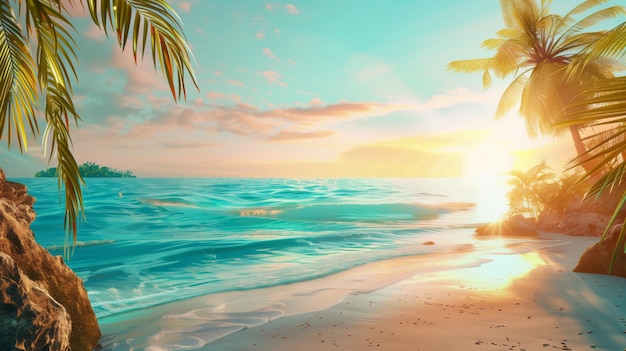 Foto exótica sunshine beach ilha do paraíso lugar no oceano