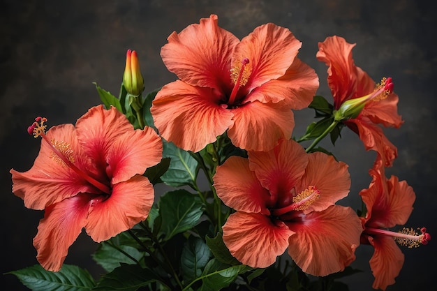 Exóticas flores de hibisco llenando el marco