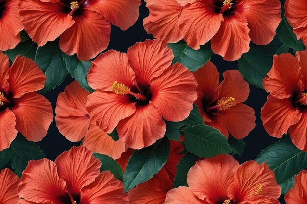 Foto exóticas flores de hibisco llenando el marco