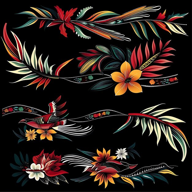 Foto exótico pájaro del paraíso florece diseño de bordes con marcos de bordes decoración de arte garabateado