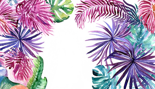 Exotische Aquarell tropische Rahmengrenze Palme Sommerhintergrund AI Generativ