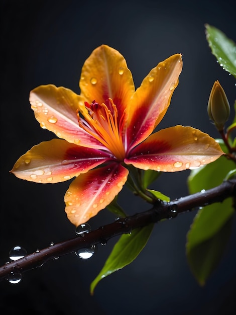 Foto exotische blume in nahaufnahme detaillierte tropische blüte lebendige blumenfotografie exotische blumen