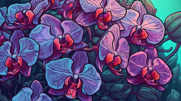 Exotische Orchideenarten Fantasy-Konzept Illustrationsmalerei