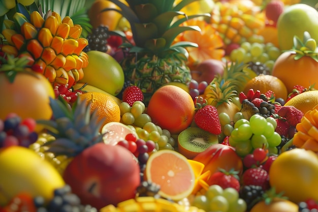 Exotische tropische Früchte in farbenfroher Anordnung