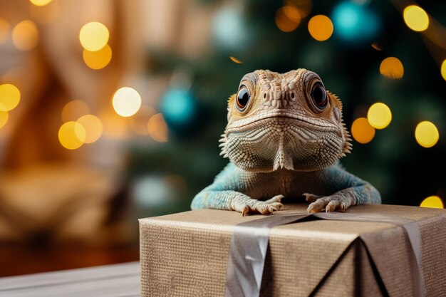 Exotische Weihnachtsgeschenke für Haustiere im minimalistischen Hintergrund mit leerem Platz für Text