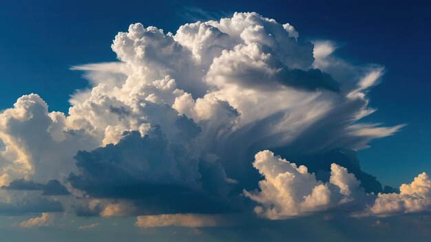 Foto expansivas nubes cumulus dominan un tranquilo cielo azulado
