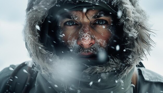 Foto expedição polar moderna tempestade de neve cinematográfica