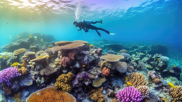 Expedições de mergulho que o levarão a uma emocionante exploração dos recifes de coral e do cativante mundo debaixo das ondas gerado pela IA.